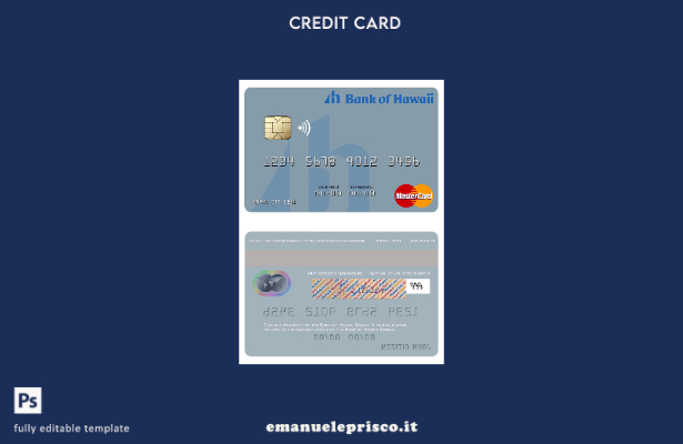 modello mastercard della Samoa Bank of Hawaii in stile verificato